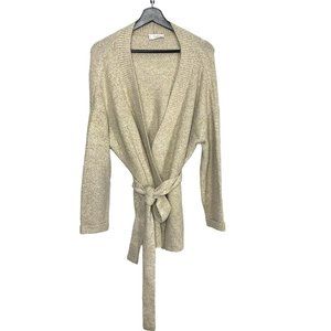 Sage The Label Beige Wrap Waist Tie Cardigan Large